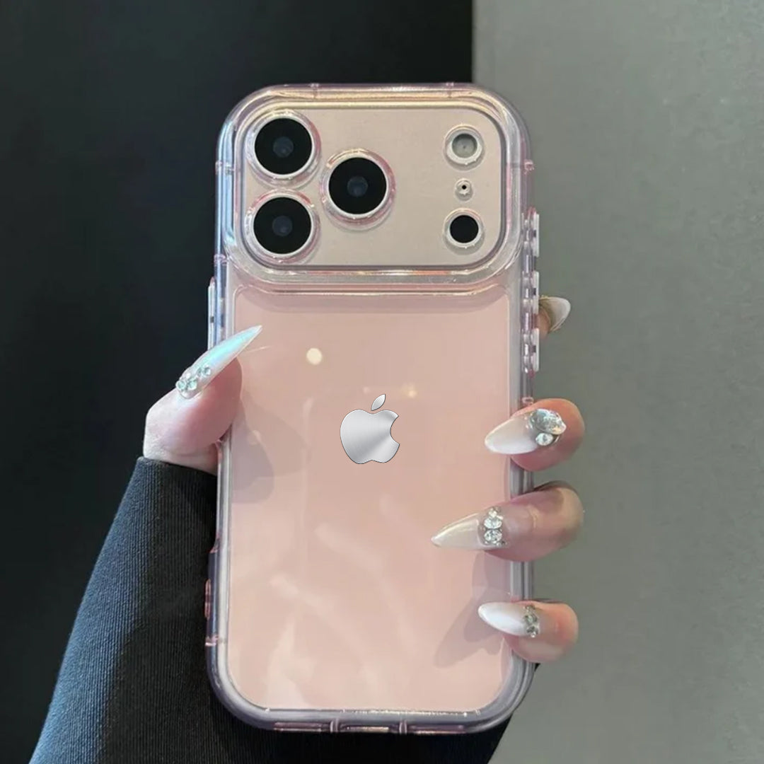 Clear blush pink iPhone case side view