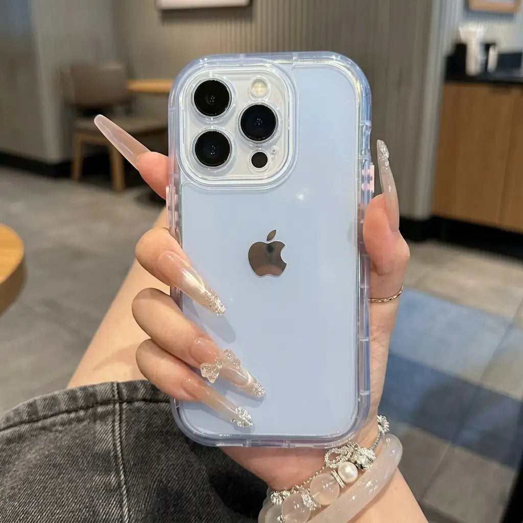 Premium clear iPhone case in blue