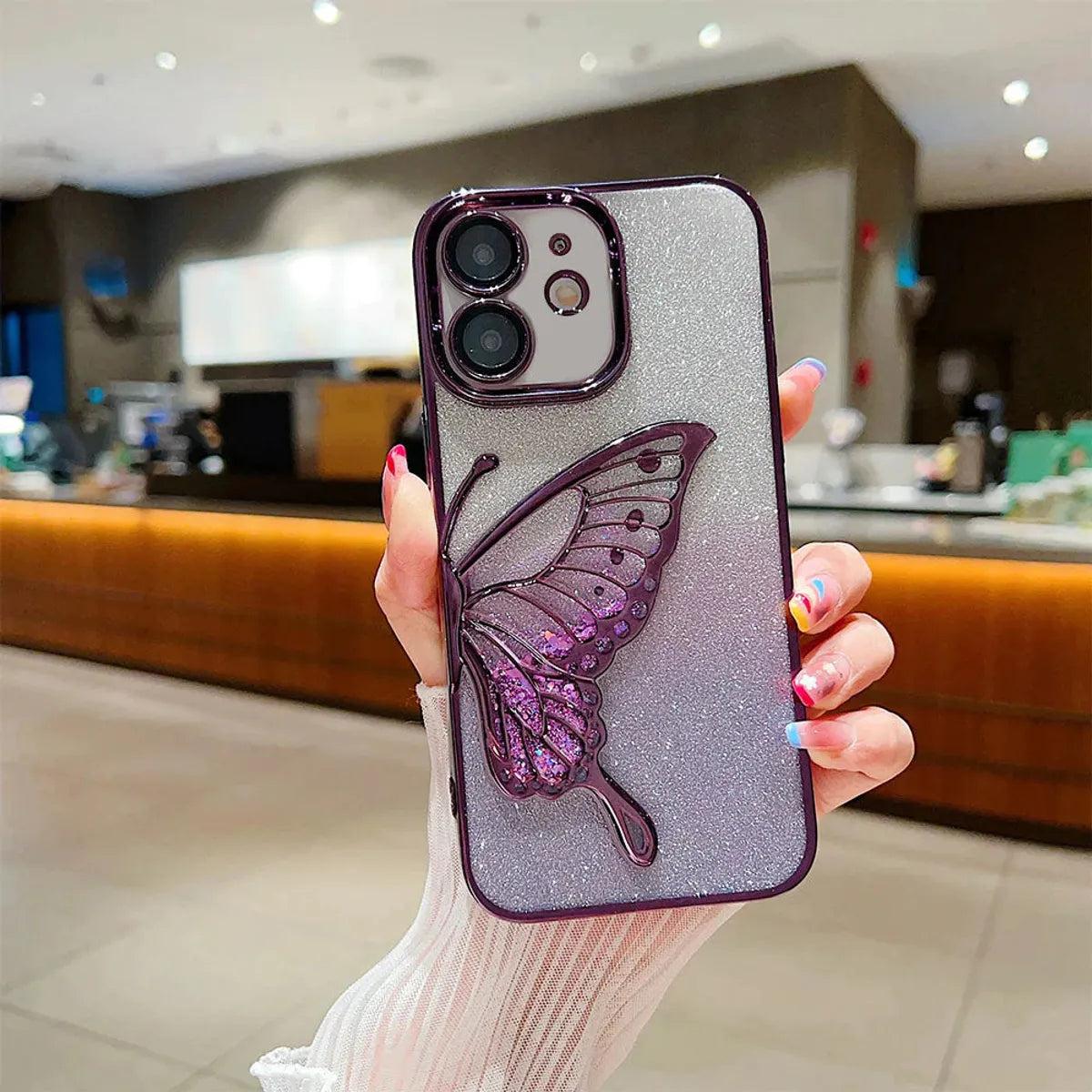 CoverXo Premium Glitter Candy Electroplated Butterfly with Lens Protection