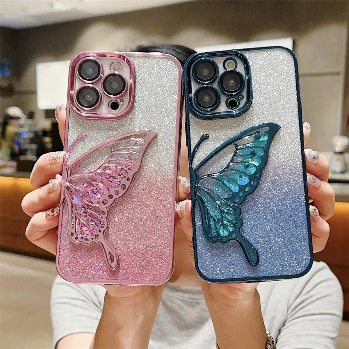 CoverXo Premium Glitter Candy Electroplated Butterfly with Lens Protection
