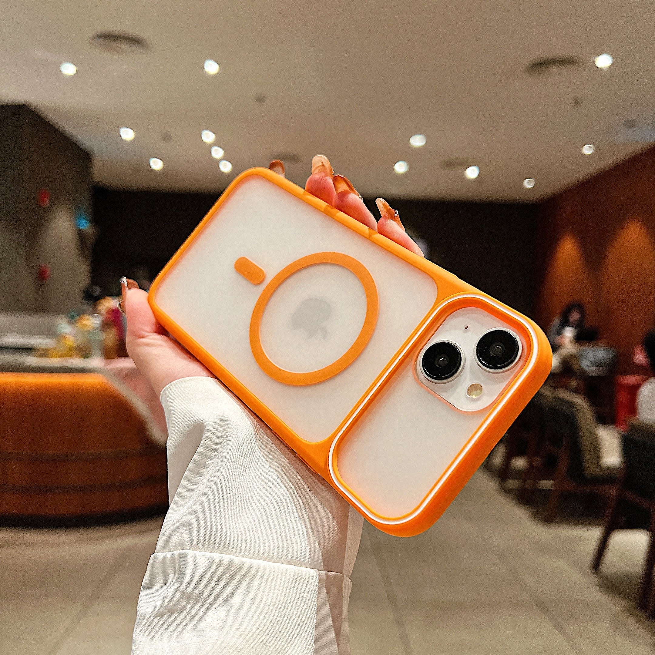 Frosted Clear MagSafe Case - Orange